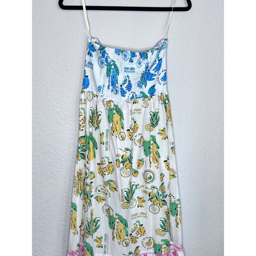 Farm Rio x Anthropologie Midi Dress Medium NWT Fruit Floral Tiered Cover Up - Picture 7 of 16